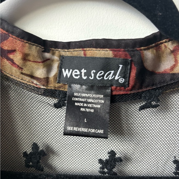 Wet Seal Chiffon Collared Floral Sleeveless Tank Top Blouse Brown Red Tan Black - Picture 3 of 4